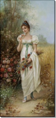 Девушка с полевыми цветами и розами - Зацка, Ханс