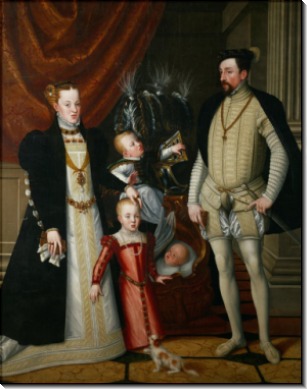 Максимилиан II (1527-1576) с супругой Марией Испанской и детьми Анной, Рудольфои и Эрнстом - Арчимбольдо, Джузеппе