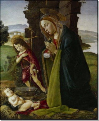Мадонна и Иоанн Крестиель, поклоняющиеся Младенцу Христу - Боттичелли, Сандро