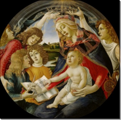 Мадонна Магнификат (Мадонна с Младенцем и пятью ангелами) - Боттичелли, Сандро