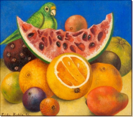 Натюрморт с попугаем и фруктами - Кало, Фрида