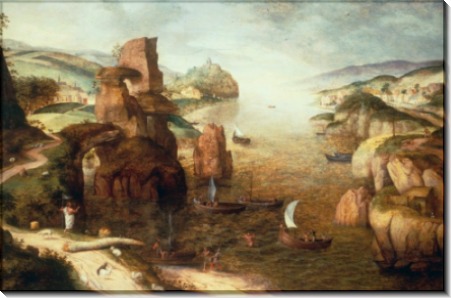 Пейзаж с проповедью Христа у моря Галилейского - Брейгель, Питер (Старший)