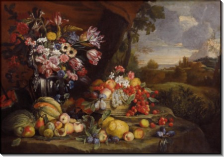 Натюрморт с фруктами на фоне пейзажа - Брейгель, Абрахам