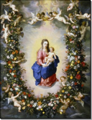 Мадонна с Младенцем и ангелами в цветочной гирлянде - Брейгель, Ян (Старший)