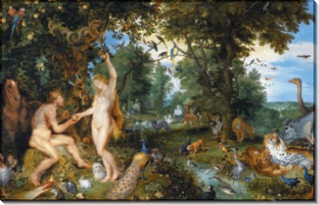 Эдемский сад с искушением Адама - Брейгель, Ян (Старший)