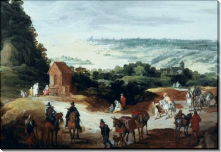 Панорамный пейзаж с путниками - Брейгель, Ян (Старший)