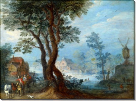 Деревенский пейзаж с путниками - Брейгель, Ян (Старший)