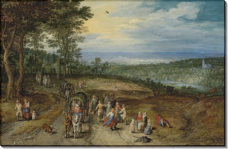 Панорамный пейзаж с путешественниками - Брейгель, Ян (Старший)