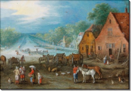 Деревенский пейзаж с каналом и двумя мастерскими - Брейгель, Ян (Старший)