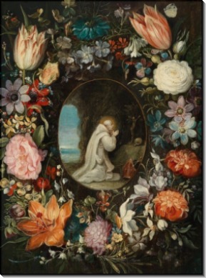 Святой Бернард Клервосский в обрамлении цветочной гирлянды - Брейгель, Ян (младший)