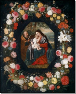 Святое Семейство в цветочной гирлянде - Брейгель, Ян (младший)