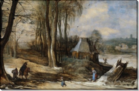 Зимний пейзаж с фигурами - Брейгель, Ян (младший)