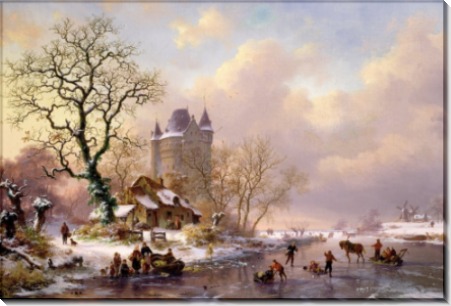Зимний пейзаж с замком - Круземан, Фредерик Маринус