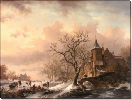 Зимний пейзаж с замком и конькобежцами - Круземан, Фредерик Маринус