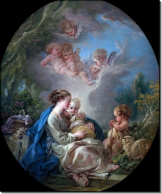 Мадонна с Младенцем, маленький Иоанн Креститель и ангелы - Буше, Франсуа