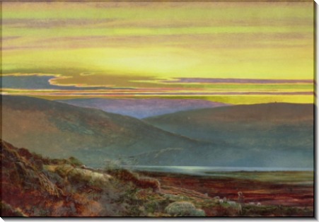 Пейзаж с озером на закате дня - Гримшоу, Джон Аткинсон