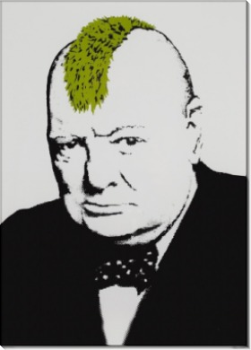Черчилль с зеленым ирокезом - Бэнкси