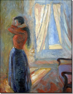 Женщина, смотрящаяся в зеркало - Мунк, Эдвард
