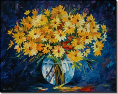 Желтые цветы на голубом фоне - Афремов, Леонид 