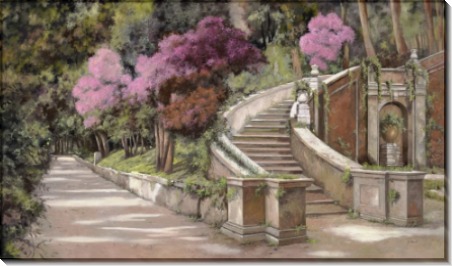 Розовые кусты и лестница в парке - Борелли, Гвидо (20 век)