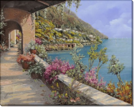 Терраса с цветами на берегу моря - Борелли, Гвидо (20 век)