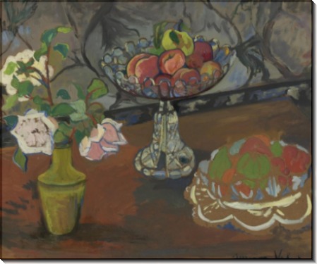 Натюрморт с букетом цветов и вазой с фруктами - Валадон, Сюзанна