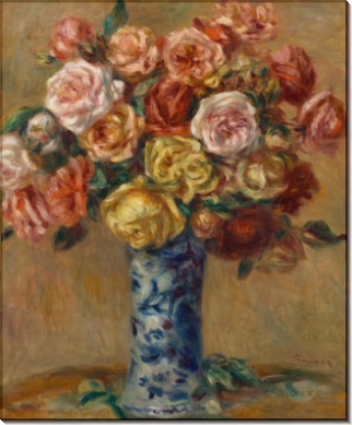 Букет роз в фарфоровой вазе - Ренуар, Пьер Огюст