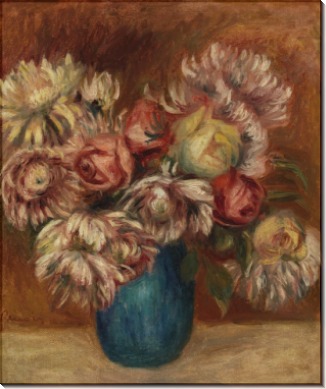 Цветы в зеленой вазе - Ренуар, Пьер Огюст