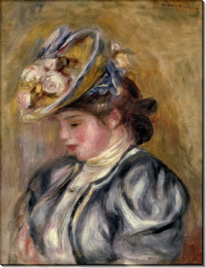 Женщина в шляпке с цветами - Ренуар, Пьер Огюст