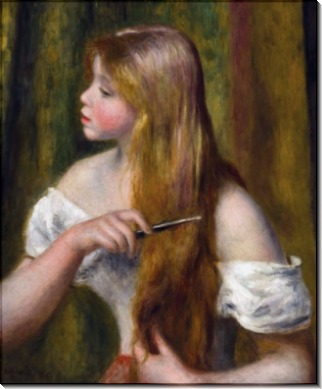 Девушка, расчесывающая волосы - Ренуар, Пьер Огюст