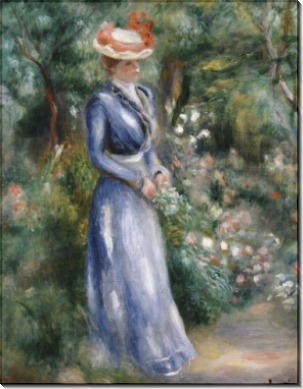 Женщина в голубом платье в садах Сен-Клу - Ренуар, Пьер Огюст