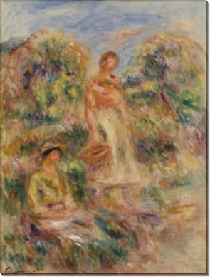 Две женщины на фоне пейзажа (этюд) - Ренуар, Пьер Огюст