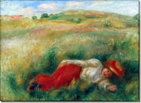 Девушка, лежащая в траве - Ренуар, Пьер Огюст