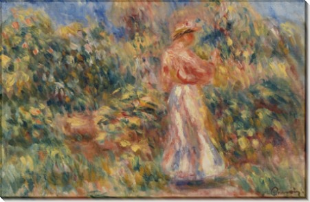 Пейзаж с женщиной в розово-белом - Ренуар, Пьер Огюст