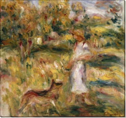 Пейзаж с женщиной в голубом - Ренуар, Пьер Огюст