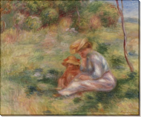 Женщина с ребенком на траве - Ренуар, Пьер Огюст