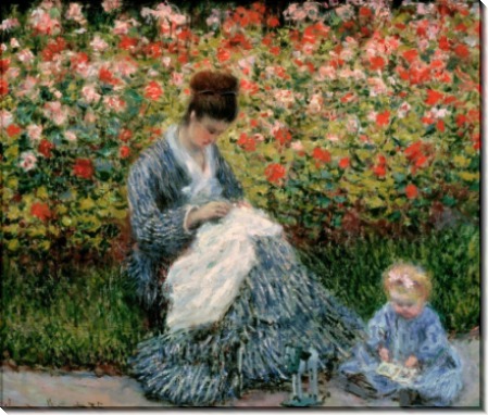 Камилла Моне с ребенком в саду художника в Аржантее - Моне, Клод