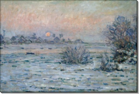 Снежный пейзаж на закате дня - Моне, Клод