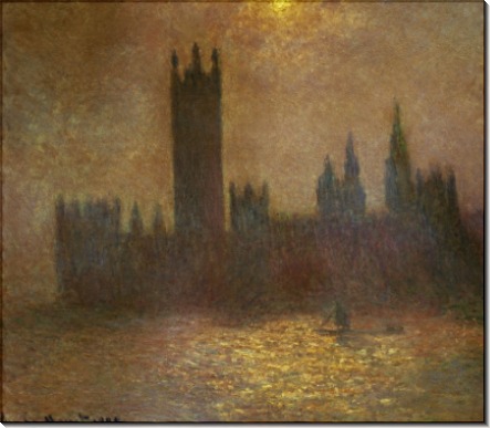 Здание Парламента в Лондоне, эффект солнца в тумане - Моне, Клод