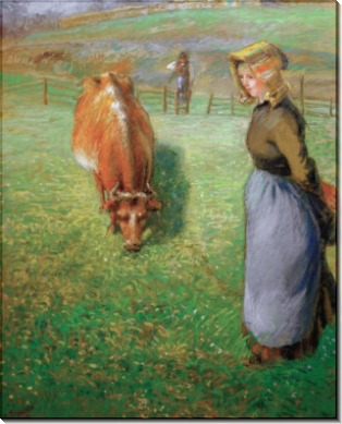 Пастушка с коровой - Писсарро, Камиль