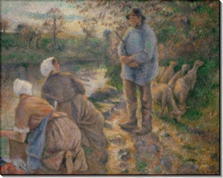 Пастух и прачки - Писсарро, Камиль