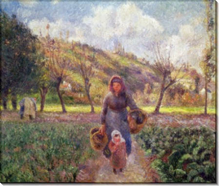 Крестьянка с ребенком, возвращающиеся с поля, Овер - Писсарро, Камиль