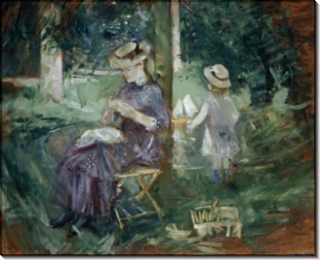 Женщина с ребенком в саду - Моризо, Берта