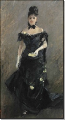 Женщина в черном платье в театре - Моризо, Берта