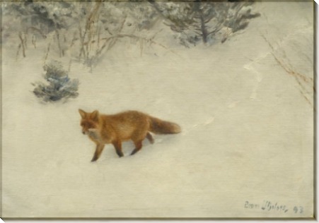 Лисица в зимнем пейзаже - Лильефорс, Бруно