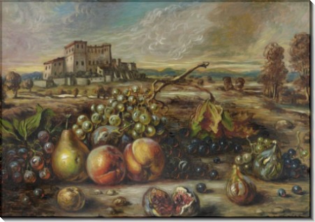 Пейзаж с фруктами на фоне замка - Кирико, Джорджо де