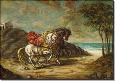 Две лошади на берегу моря - Кирико, Джорджо де