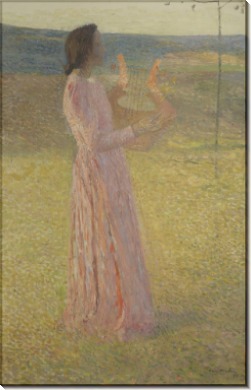 Женщина в розовом с лирой в поле - Мартен, Анри Жан Гийом