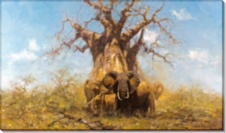 Стадо слонов под баобабом - Шеперд, Девид (20 век)