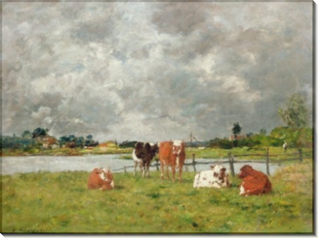Коровы в поле под грозовыми облаками - Буден, Эжен